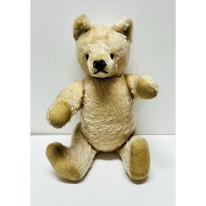 Vintage Blonde Mohair Steiff Jointed Teddy Bear 13" With Silver Button